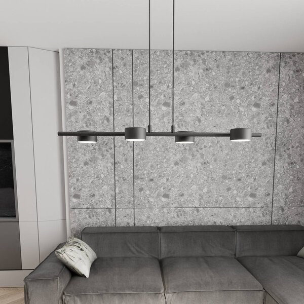 EMIBIG LIGHTING Stropní bodové světlo Sora, délka 80 cm, kov, 4-bodové., stmívatelný, Černá, Obývací pokoj / jídelna, kov, Moderní