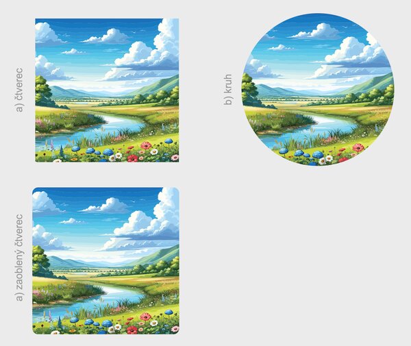 Letní krajinka textilní přelepitelná samolepka na zeď šířka 45 cm
