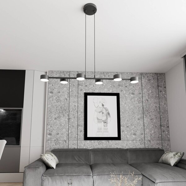 EMIBIG LIGHTING Stropní bodové světlo, Megara, délka 80 cm, kov, 6-bodové., stmívatelný, Černá, Obývací pokoj / jídelna, kov, Moderní