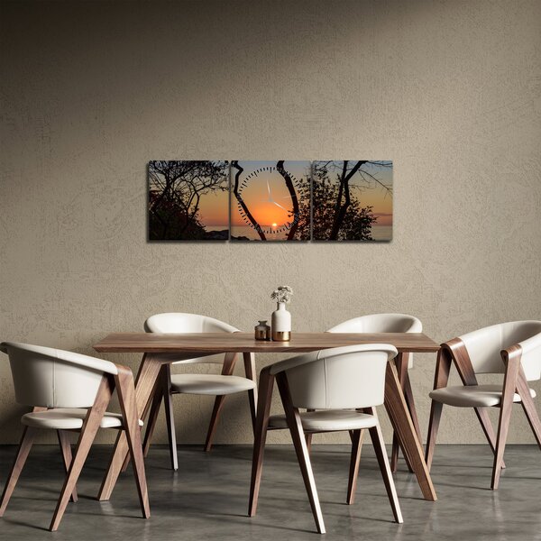 Obraz západu slunce (s hodinami) (90x30 cm)