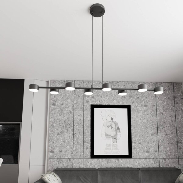 EMIBIG LIGHTING Stropní bodové světlo Megara, délka 100 cm, kov, 8-bodové., stmívatelný, Černá, Obývací pokoj / jídelna, kov, Moderní
