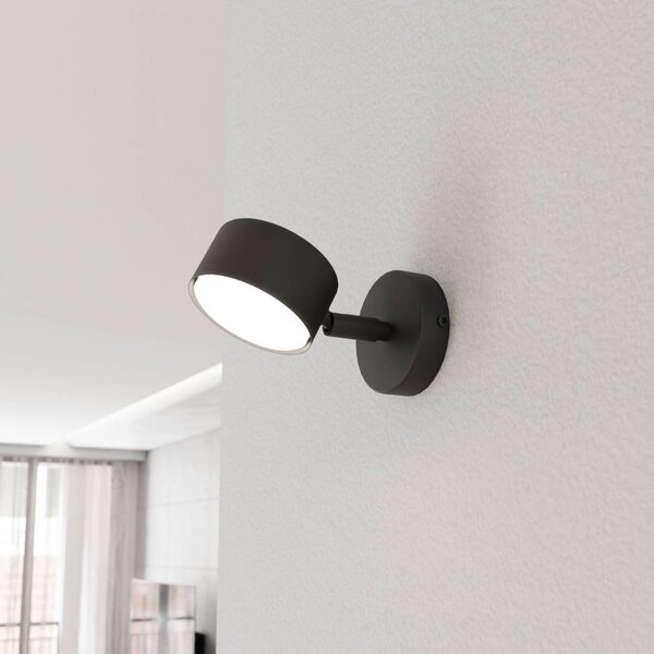 EMIBIG LIGHTING Nástěnné bodové svítidlo Sora, výsuv 15 cm, kov, stmívatelný, Černá, Obývací pokoj / jídelna, kov, Moderní