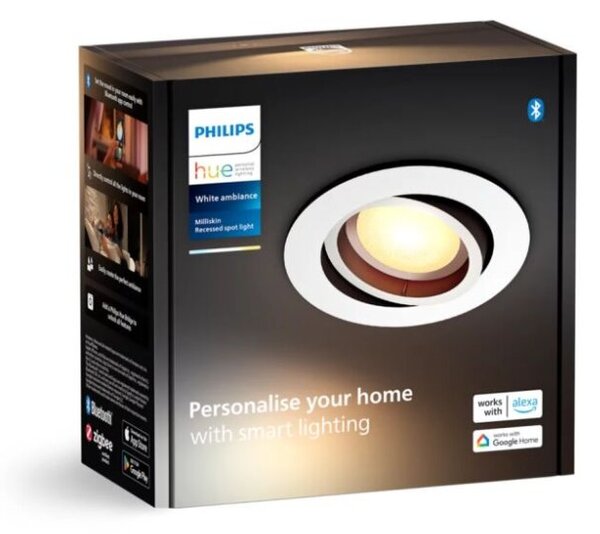 Philips Hue White Ambiance 8720169319875 MILLISKIN zápustné svítidlo D90mm GU10 4,2W/400lm 2200-6500K bílá bluetooth