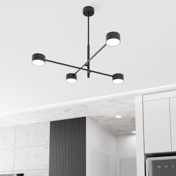 EMIBIG LIGHTING Závěsné světlo Natsu, délka 64 cm, kov, 4-ramenné., stmívatelný, Černá, Obývací pokoj / jídelna, kov, Moderní