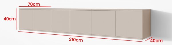 Závěsný televizní stolek Bianco - 210 cm