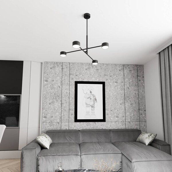 EMIBIG LIGHTING Závěsné světlo Natsu, délka 64 cm, kov, 4-ramenné., stmívatelný, Černá, Obývací pokoj / jídelna, kov, Moderní