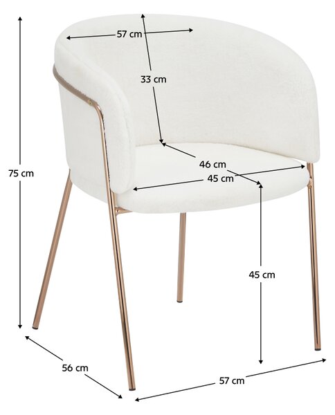KONDELA Designové jídelní křeslo, bílá Ivory/rose gold chrom růžová, ADIMAR