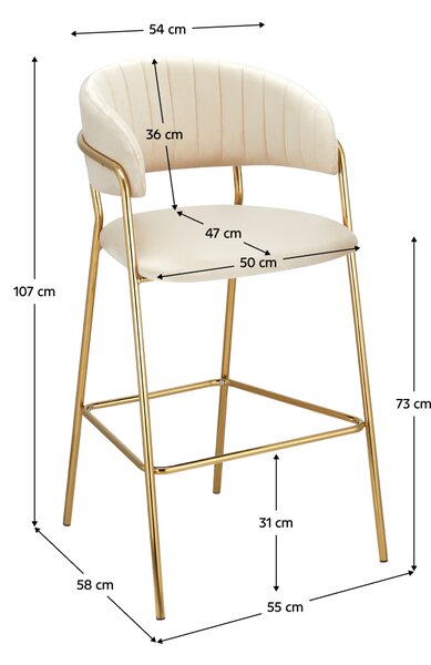 KONDELA Designová barová židle, béžová Velvet látka/gold chrom zlatý, DASMIN TYP 2