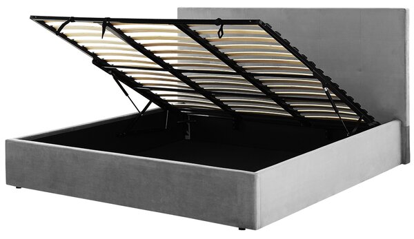Sametová postel s úložným prostorem 180 x 200 cm šedá LORIENT