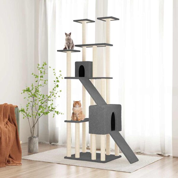 Škrabadlo pro kočky se sisalovými sloupky tmavě šedé 190 cm 171650