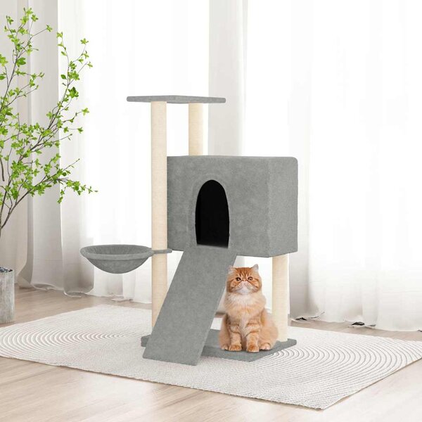 Škrabadlo pro kočky se sisalovými sloupky světle šedé 96 cm 171646