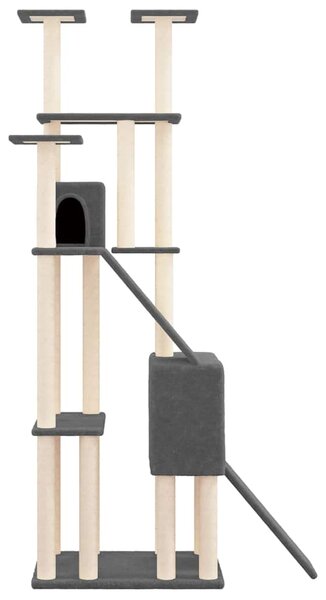 Škrabadlo pro kočky se sisalovými sloupky tmavě šedé 190 cm 171650