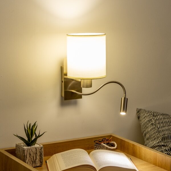Brilagi-LED Flexibilní nástěnná lampa NUBILA 1xE27/25W/230V+LED/3W mosaz/krémová