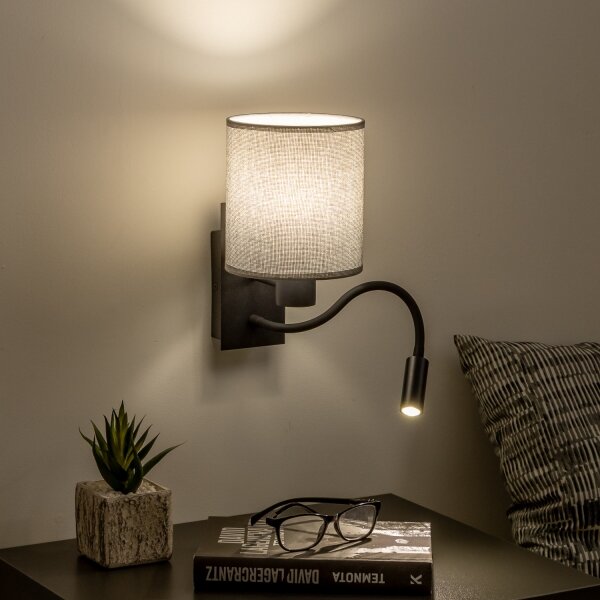 Brilagi - LED Flexibilní nástěnná lampa NUBILA 1xE27/25W/230V +LED/3W černá/šedá