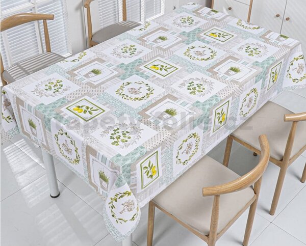 Ubrus PVC 3581566, metráž, 20 m x 140 cm, bylinky s citrony, IMPOL TRADE