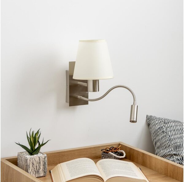Brilagi - LED Nástěnná lampa NUBILA 1xE27/25W/230V+LED/3W matný chrom/krémová