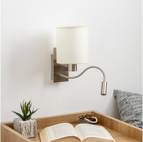 Brilagi - LEDNástěnná lampa NUBILA 1xE27/25W/230V+LED/3W matný chrom/krémová