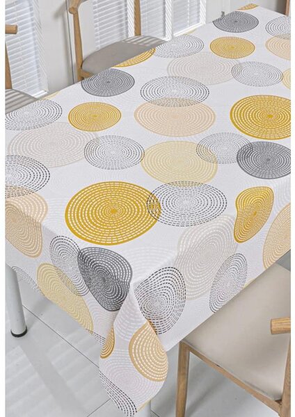 Ubrus PVC 3581565, metráž, 20 m x 140 cm, kruhy šedo-žluté, IMPOL TRADE