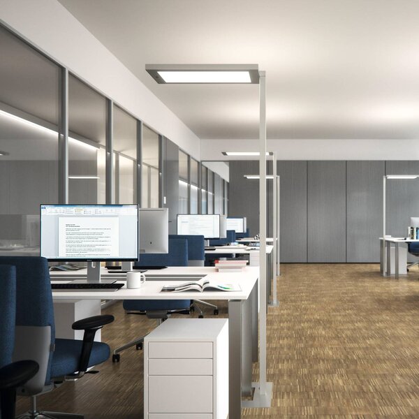 Waldmann Stojací lampa LED Lavigo Core DPS 12500/840/R/G1, bílá, senzor, stmívatelný, Bílá / opál, Pracovna / kancelář, kov, Moderní, stojací lampa