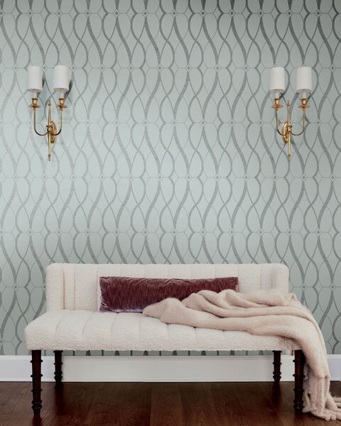 Modro-stříbrná geometrická vliesová tapeta na zeď, MD7172, Modern Metals, York