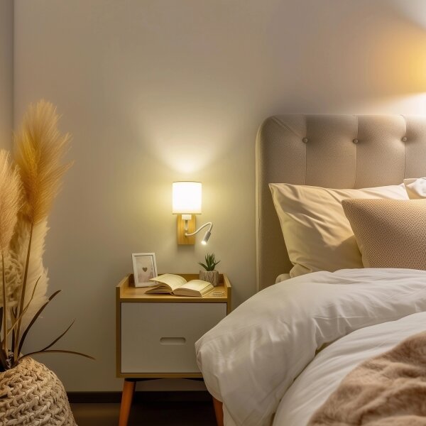 Brilagi - LED Nástěnná lampa NUBILA WOOD 1xE27/25W/230V +LED/3W dub/bílá/krémová