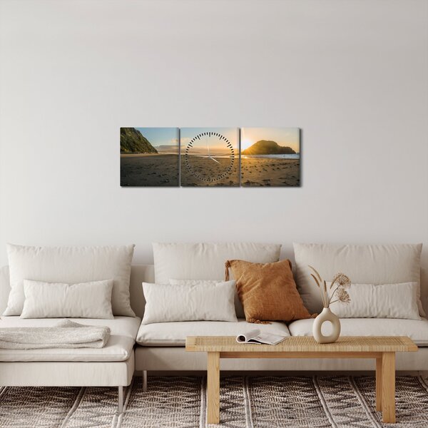 Obraz pláže (s hodinami) (90x30 cm)