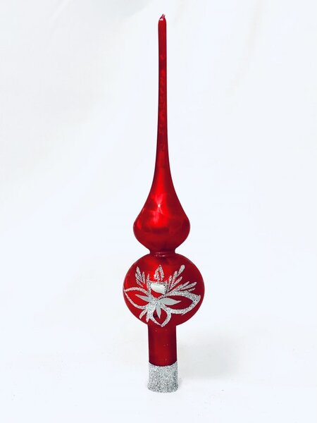 Irisa Vánoční ozdoba špice červená s dekorem mrazolak svíčka
