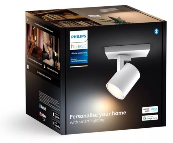 Philips Hue White Ambiance 8720169320659 Runner nástěnné bodové svítidlo/spot 1xGU10 4,2W/400lm 2200-6500K bílá bluetooth