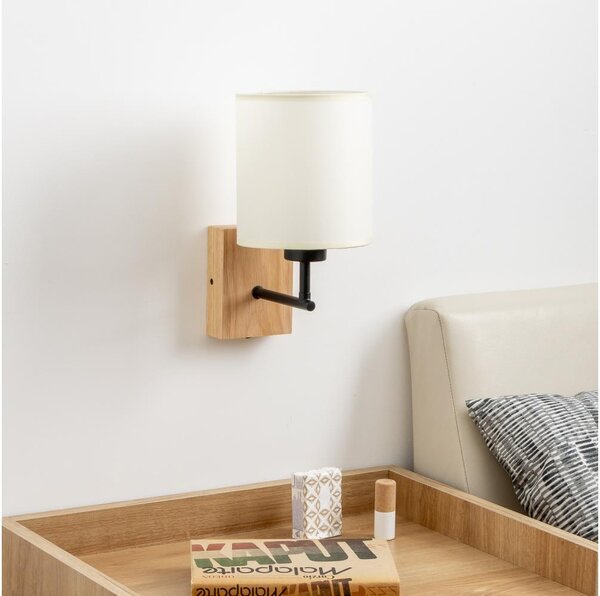 Brilagi - Nástěnná lampa NUBILA WOOD 1xE27/25W/230V dub/černá/krémová