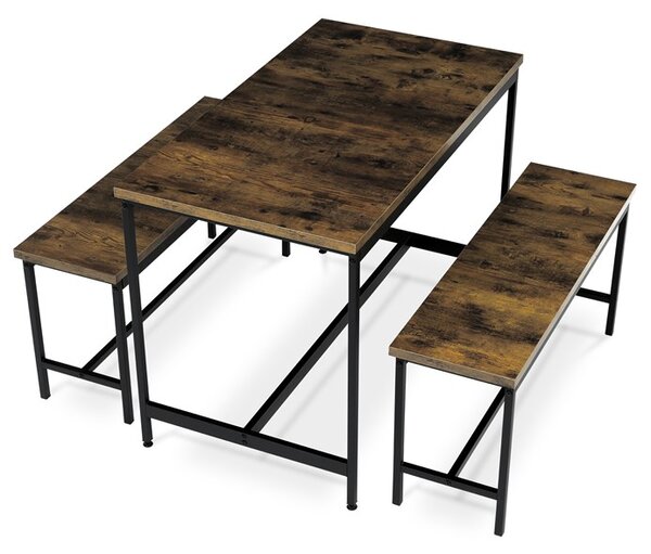 Jídelní set pro 4 osoby s lavicí 110x60 cm dekor staré dřevo AJSA106OW