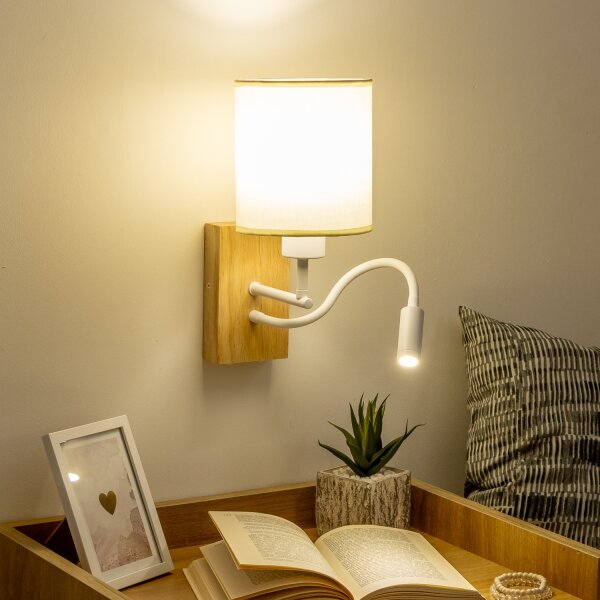 Brilagi - LED Nástěnná lampa NUBILA WOOD 1xE27/25W/230V +LED/3W dub/bílá/krémová