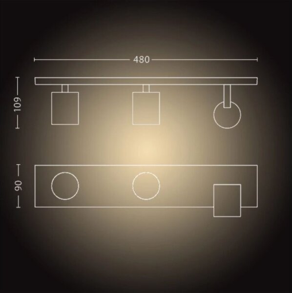 Philips Hue White Ambiance 8720169320536 Runner stropní bodové svítidlo 3xGU10 +SWITCH 3x4,2W/400lm 2200-6500K bílá bluetooth