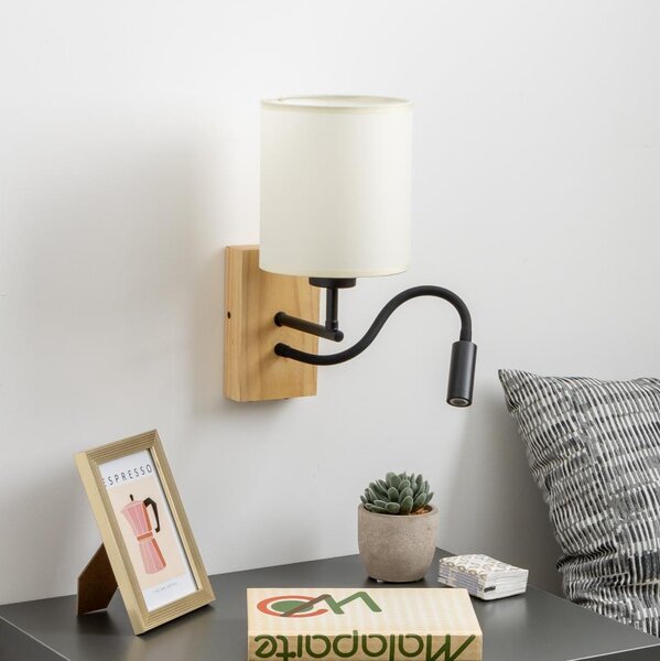 Brilagi - LED Nástěnná lampa NUBILA WOOD 1xE27/25W/230V+LED/3W dub/černá/krémová