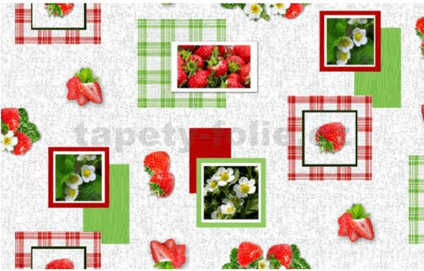 Ubrus PVC 3581553, metráž, 20 m x 140 cm, jahody, IMPOL TRADE