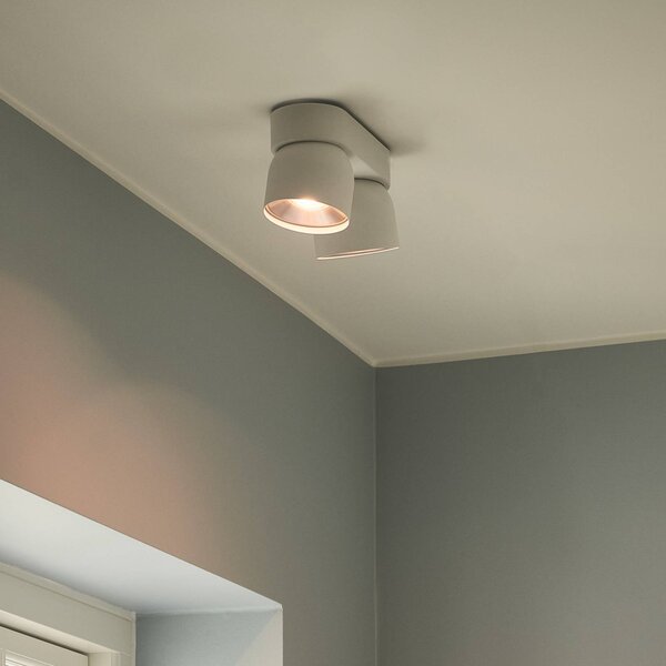 Nordlux Downlight Pitcher, GU10, dvouplamenový, kov, bílý, stmívatelný, Bílá / opál, Obývací pokoj / jídelna, kov, Moderní, Stropní svítidlo