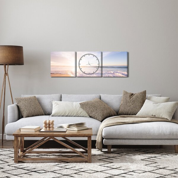 Obraz písečné pláže (s hodinami) (90x30 cm)