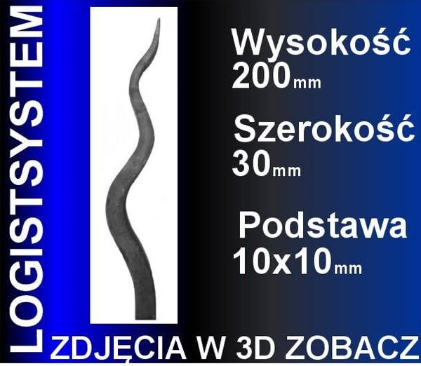 LogistSystem 1 ks ozdobná kovová mřížka 200 x 30 mm (V x Š) / 10 x 10 dekorace na plot PLOMYK-10