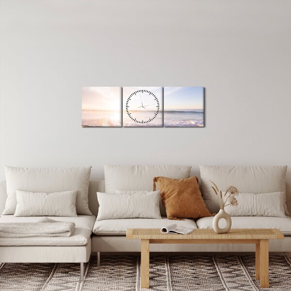 Obraz písečné pláže (s hodinami) (90x30 cm)