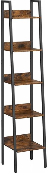 VASAGLE Knihovna industriální 33,8x30x170cm černá hnědá