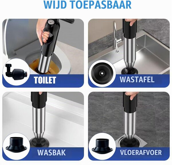 Čisticí hadice s manometrem pro odstraňování ucpání v toaletách