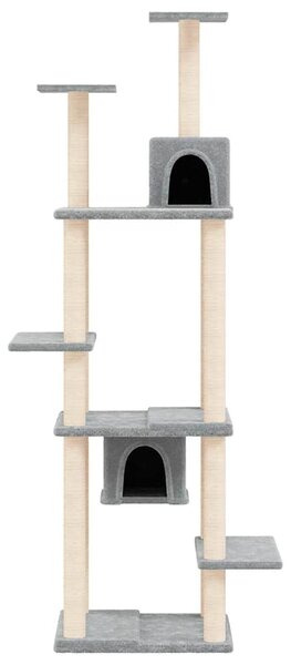Škrabadlo pro kočky se sisalovými sloupky světle šedé 176 cm 171688