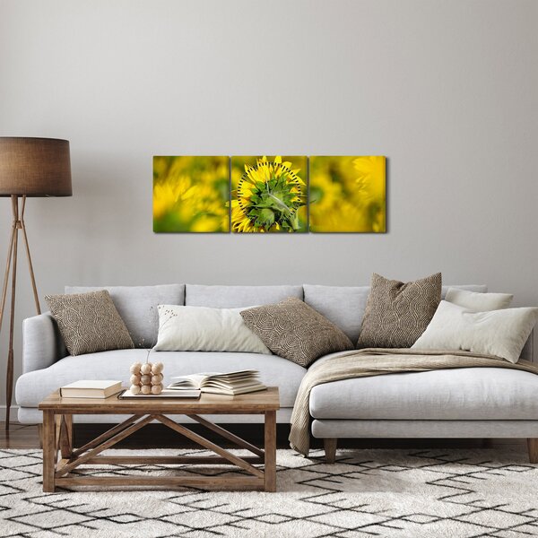 Obraz slunečnice (s hodinami) (90x30 cm)