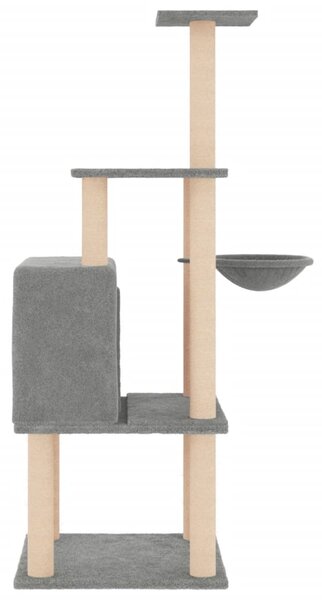 Škrabadlo pro kočky se sisalovými sloupky světle šedé 132 cm 171727