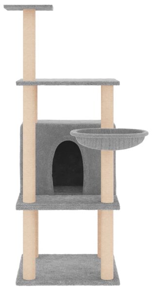 Škrabadlo pro kočky se sisalovými sloupky světle šedé 132 cm 171727