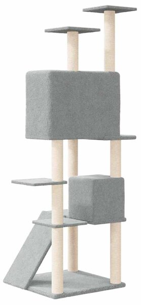 Škrabadlo pro kočky se sisalovými sloupky světle šedé 153 cm 171694