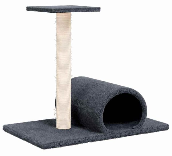 Škrabadlo pro kočky s tunelem tmavě šedé 60 x 34,5 x 50 cm 171698