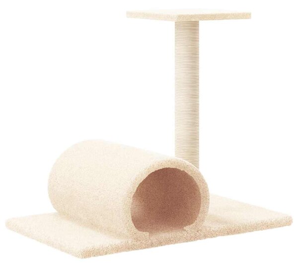 Škrabadlo pro kočky s tunelem krémové 60 x 34,5 x 50 cm 171696