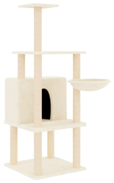 Škrabadlo pro kočky se sisalovými sloupky krémové 132 cm 171726