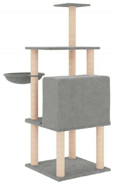 Škrabadlo pro kočky se sisalovými sloupky světle šedé 132 cm 171727
