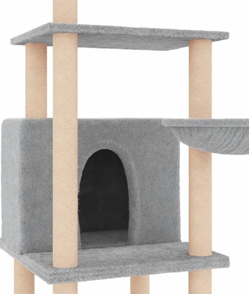 Škrabadlo pro kočky se sisalovými sloupky světle šedé 132 cm 171727